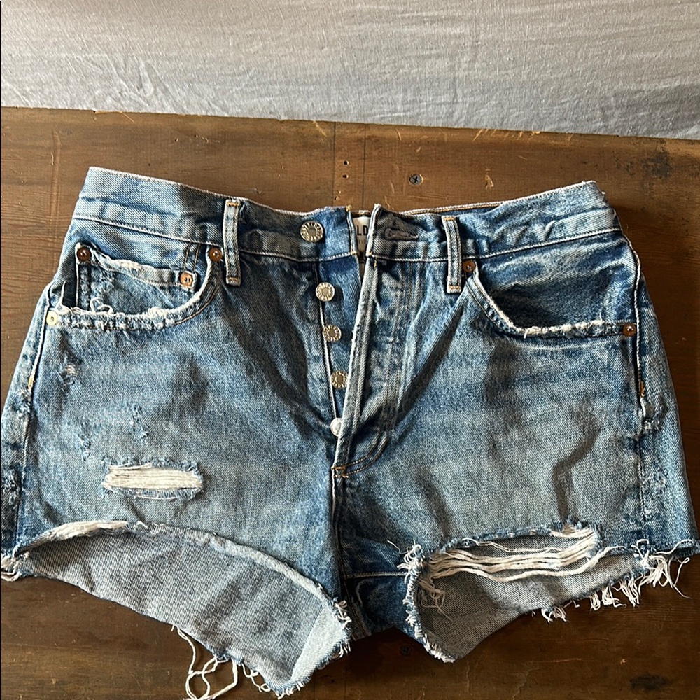 Agolde Distressed Blue Jean Shorts